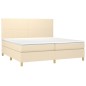 vidaXL Boxspringbett mit Matratze Creme 200x200 cm Stoff vidaXL Boxspringbett mit Matratze Creme 200x200 cm Stoff