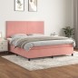 vidaXL Boxspringbett mit Matratze Rosa 160x200 cm Samt vidaXL Boxspringbett mit Matratze Rosa 160x200 cm Samt