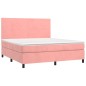vidaXL Boxspringbett mit Matratze Rosa 160x200 cm Samt vidaXL Boxspringbett mit Matratze Rosa 160x200 cm Samt