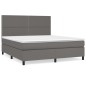 vidaXL Boxspringbett mit Matratze Grau 160x200 cm Kunstleder vidaXL Boxspringbett mit Matratze Grau 160x200 cm Kunstleder