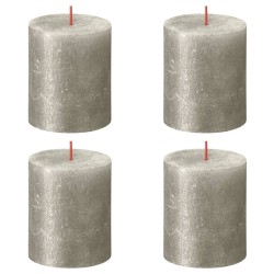 Bolsius Rustikale Stumpenkerzen Shimmer 4 Stk. 80x68 mm Champagner