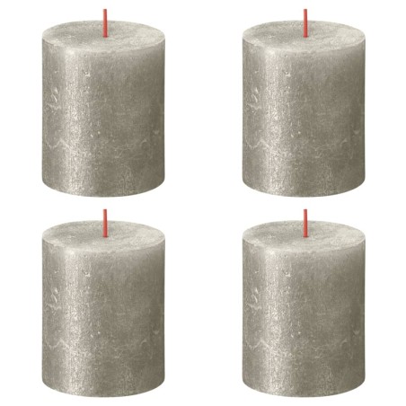Bolsius Rustikale Stumpenkerzen Shimmer 4 Stk. 80x68 mm Champagner