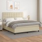 vidaXL Boxspringbett mit Matratze Creme 160x200 cm Kunstleder vidaXL Boxspringbett mit Matratze Creme 160x200 cm Kunstleder