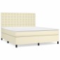 vidaXL Boxspringbett mit Matratze Creme 160x200 cm Kunstleder vidaXL Boxspringbett mit Matratze Creme 160x200 cm Kunstleder