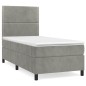 vidaXL Boxspringbett mit Matratze Hellgrau 90x190 cm Samt vidaXL Boxspringbett mit Matratze Hellgrau 90x190 cm Samt