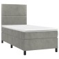 vidaXL Boxspringbett mit Matratze Hellgrau 90x190 cm Samt vidaXL Boxspringbett mit Matratze Hellgrau 90x190 cm Samt