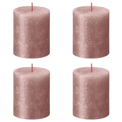Bolsius Rustikale Stumpenkerzen Shimmer 4 Stk. 80x68 mm Rosa