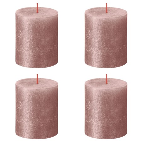 Bolsius Rustikale Stumpenkerzen Shimmer 4 Stk. 80x68 mm Rosa