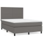 vidaXL Boxspringbett mit Matratze Grau 140x200 cm Kunstleder vidaXL Boxspringbett mit Matratze Grau 140x200 cm Kunstleder
