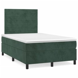 vidaXL Boxspringbett mit Matratze Dunkelgrün 120x200 cm Samt