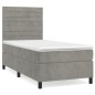 vidaXL Boxspringbett mit Matratze Hellgrau 90x190 cm Samt vidaXL Boxspringbett mit Matratze Hellgrau 90x190 cm Samt