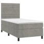 vidaXL Boxspringbett mit Matratze Hellgrau 90x190 cm Samt vidaXL Boxspringbett mit Matratze Hellgrau 90x190 cm Samt