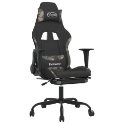 vidaXL Gaming-Stuhl mit Fußstütze Schwarz und Tarnfarben Stoff