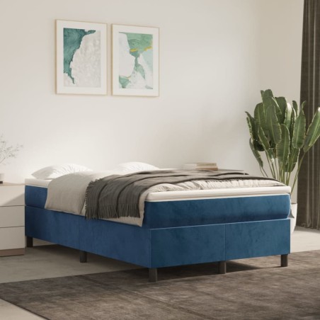 vidaXL Boxspringbett mit Matratze Dunkelblau 120x200 cm Samt