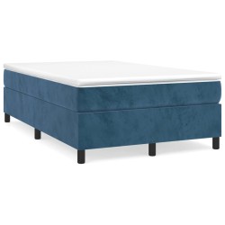 vidaXL Boxspringbett mit Matratze Dunkelblau 120x200 cm Samt