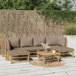 vidaXL 7-tlg. Garten-Lounge-Set mit Taupe Kissen Bambus