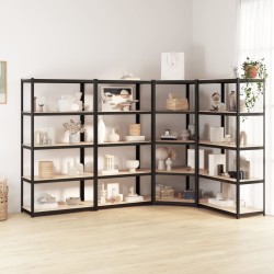 vidaXL Regale mit 5 Böden 4 Stk. Anthrazit Stahl & Holzwerkstoff