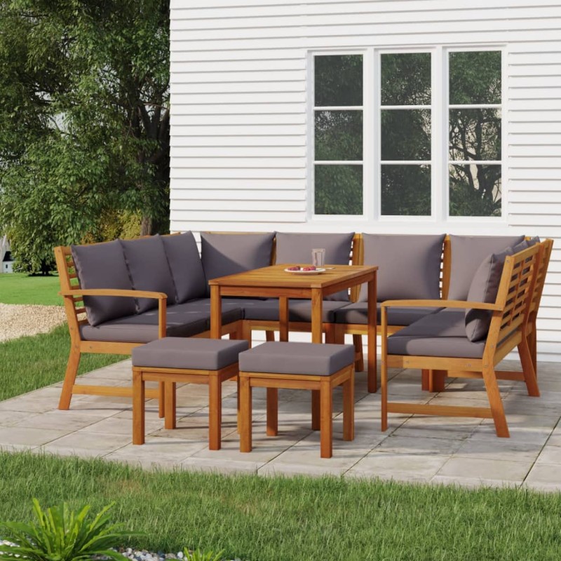 vidaXL 9-tlg. Garten-Essgruppe mit Kissen Massivholz Akazie vidaXL 9-tlg. Garten-Essgruppe mit Kissen Massivholz Akazie