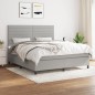 vidaXL Boxspringbett mit Matratze Hellgrau 180x200 cm Stoff vidaXL Boxspringbett mit Matratze Hellgrau 180x200 cm Stoff