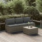 vidaXL 4-tlg. Garten-Lounge-Set mit Kissen Grau Poly Rattan vidaXL 4-tlg. Garten-Lounge-Set mit Kissen Grau Poly Rattan