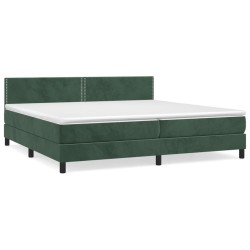 vidaXL Boxspringbett mit Matratze Dunkelgrün 200x200 cm Samt