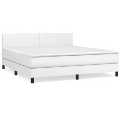 vidaXL Boxspringbett mit Matratze Weiß 160x200 cm Kunstleder