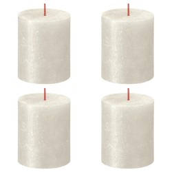 Bolsius Rustikale Stumpenkerzen Shimmer 4 Stk. 80x68 mm Elfenbein