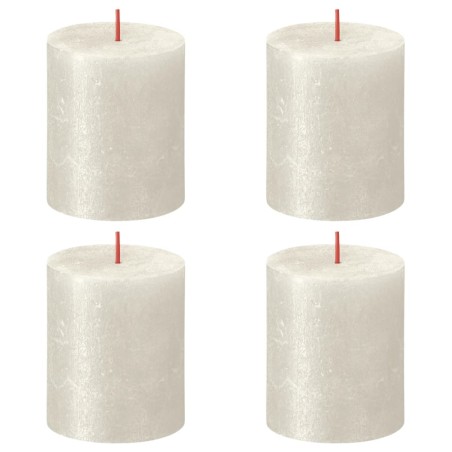 Bolsius Rustikale Stumpenkerzen Shimmer 4 Stk. 80x68 mm Elfenbein
