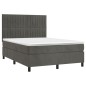 vidaXL Boxspringbett mit Matratze Dunkelgrau 140x200 cm Samt vidaXL Boxspringbett mit Matratze Dunkelgrau 140x200 cm Samt