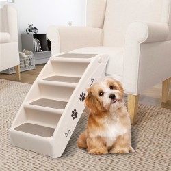 vidaXL Hundetreppe Klappbar Creme 62x40x49,5 cm 
