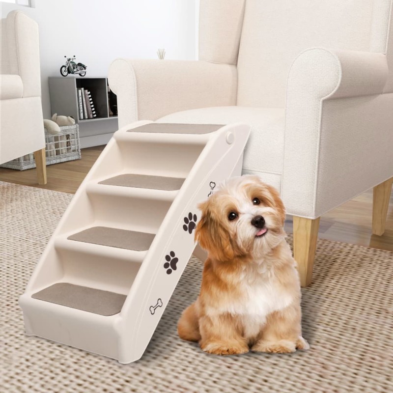 vidaXL Hundetreppe Klappbar Creme 62x40x49,5 cm vidaXL Hundetreppe Klappbar Creme 62x40x49,5 cm