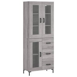 Highboard Grau Sonoma 69,5x34x180 cm Holzwerkstoff