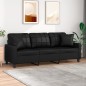 vidaXL 3-Sitzer-Sofa mit Zierkissen Schwarz 180 cm Kunstleder vidaXL 3-Sitzer-Sofa mit Zierkissen Schwarz 180 cm Kunstleder