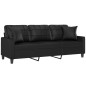 vidaXL 3-Sitzer-Sofa mit Zierkissen Schwarz 180 cm Kunstleder vidaXL 3-Sitzer-Sofa mit Zierkissen Schwarz 180 cm Kunstleder