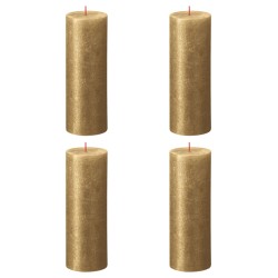 Bolsius Rustikale Stumpenkerzen Shimmer 4 Stk. 190x68 mm Golden