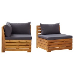 vidaXL 2-tlg. Garten-Lounge-Set mit Kissen Massivholz Akazie 