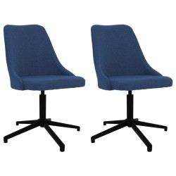 vidaXL Esszimmerstühle 2 Stk. Drehbar Blau Stoff