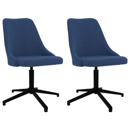 vidaXL Esszimmerstühle 2 Stk. Drehbar Blau Stoff