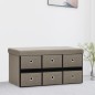 vidaXL Faltbare Sitzbank mit Stauraum Taupe 76x38x38 cm Leinenoptik vidaXL Faltbare Sitzbank mit Stauraum Taupe 76x38x38 cm Leinenoptik