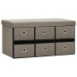 vidaXL Faltbare Sitzbank mit Stauraum Taupe 76x38x38 cm Leinenoptik vidaXL Faltbare Sitzbank mit Stauraum Taupe 76x38x38 cm Leinenoptik