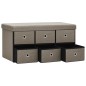 vidaXL Faltbare Sitzbank mit Stauraum Taupe 76x38x38 cm Leinenoptik vidaXL Faltbare Sitzbank mit Stauraum Taupe 76x38x38 cm Leinenoptik