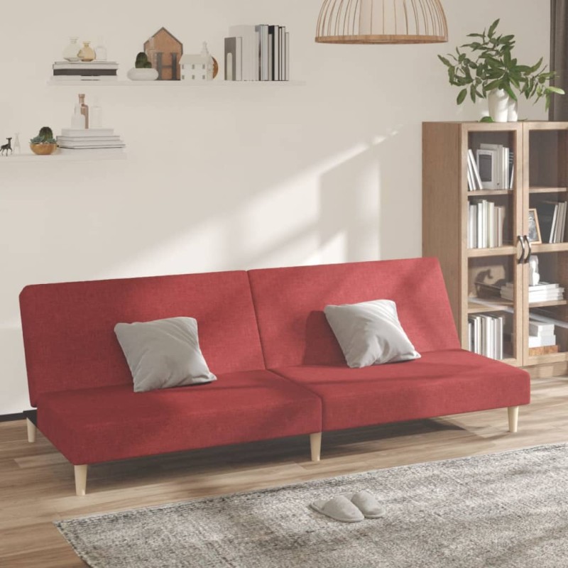 vidaXL Schlafsofa 2-Sitzer Weinrot Stoff vidaXL Schlafsofa 2-Sitzer Weinrot Stoff