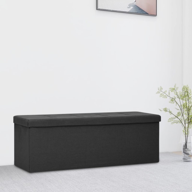 vidaXL Faltbare Sitzbank mit Stauraum Schwarz Leinenoptik vidaXL Faltbare Sitzbank mit Stauraum Schwarz Leinenoptik