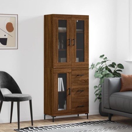 vidaXL Highboard Braun Eichen-Optik 69,5x34x180 cm Holzwerkstoff