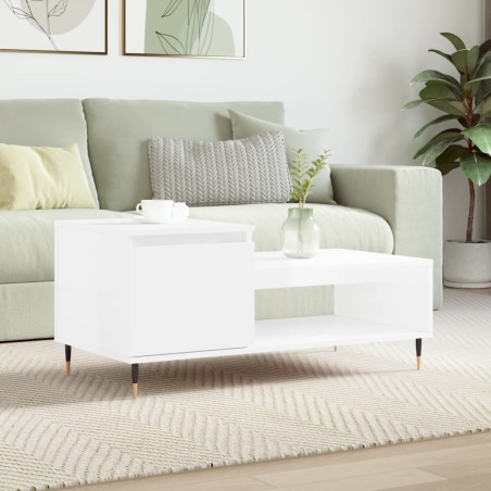 vidaXL Couchtisch Hochglanz-Weiß 100x50x45 cm Holzwerkstoff
