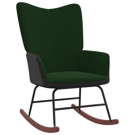 vidaXL Schaukelstuhl Dunkelgrün Samt und PVC