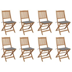 vidaXL Klappbare Gartenstühle mit Kissen 8 Stk. Massivholz Akazie
