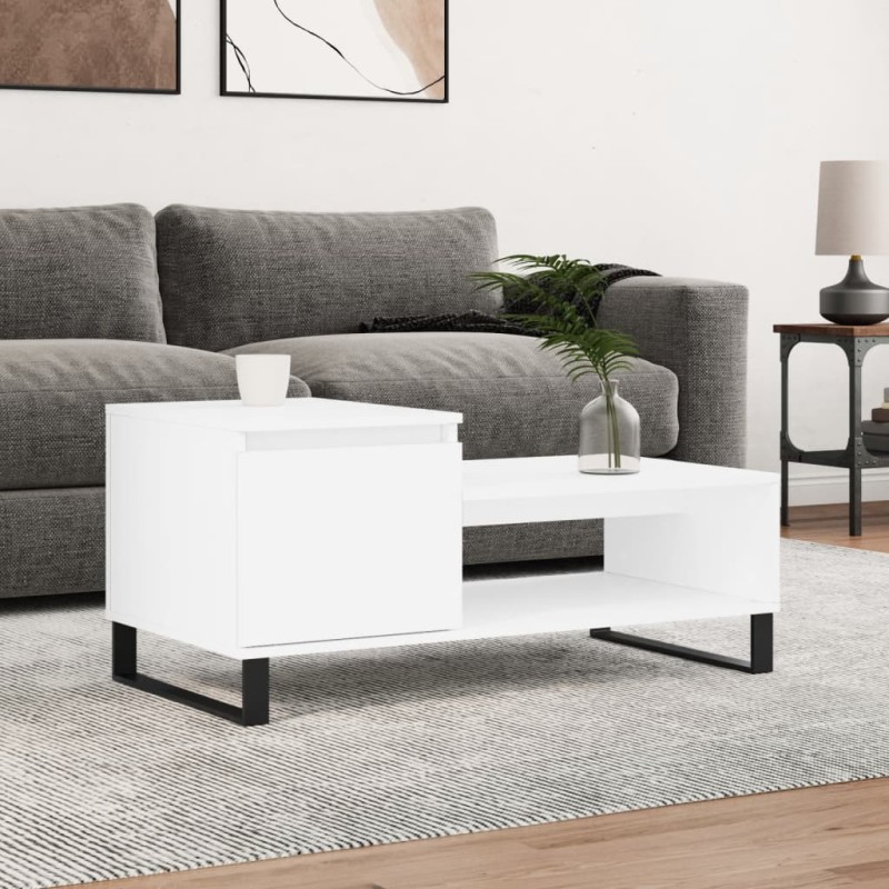 vidaXL Couchtisch Weiß 100x50x45 cm Holzwerkstoff vidaXL Couchtisch Weiß 100x50x45 cm Holzwerkstoff