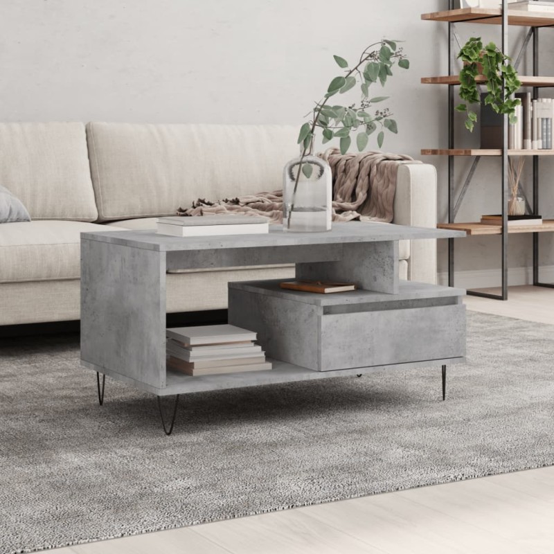 vidaXL Couchtisch Betongrau 90x49x45 cm Holzwerkstoff vidaXL Couchtisch Betongrau 90x49x45 cm Holzwerkstoff