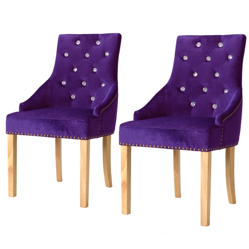 vidaXL Esszimmerstühle 2 Stk. Lila Eiche Massivholz und Samt vidaXL Esszimmerstühle 2 Stk. Lila Eiche Massivholz und Samt